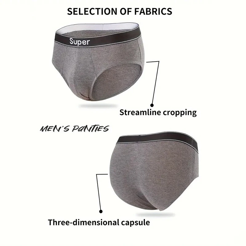 (image for) 5pcs Men's Triangle Briefs Fashion Letter Elastic Belt Comfortable Soft Breathable Daily Sleep Men's Underwear